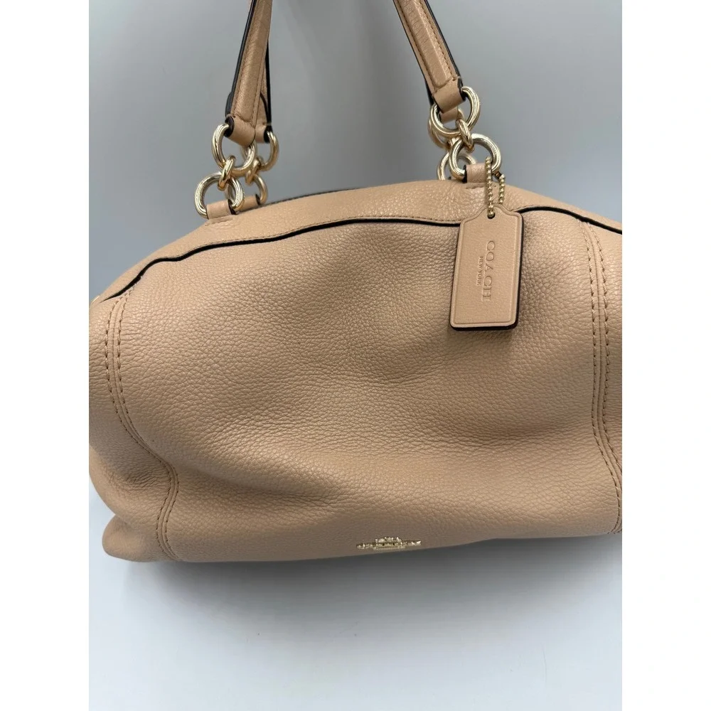 Coach Lenox Satchel F59325 Beechwood Pebble Leather Gold Hardware Handbag